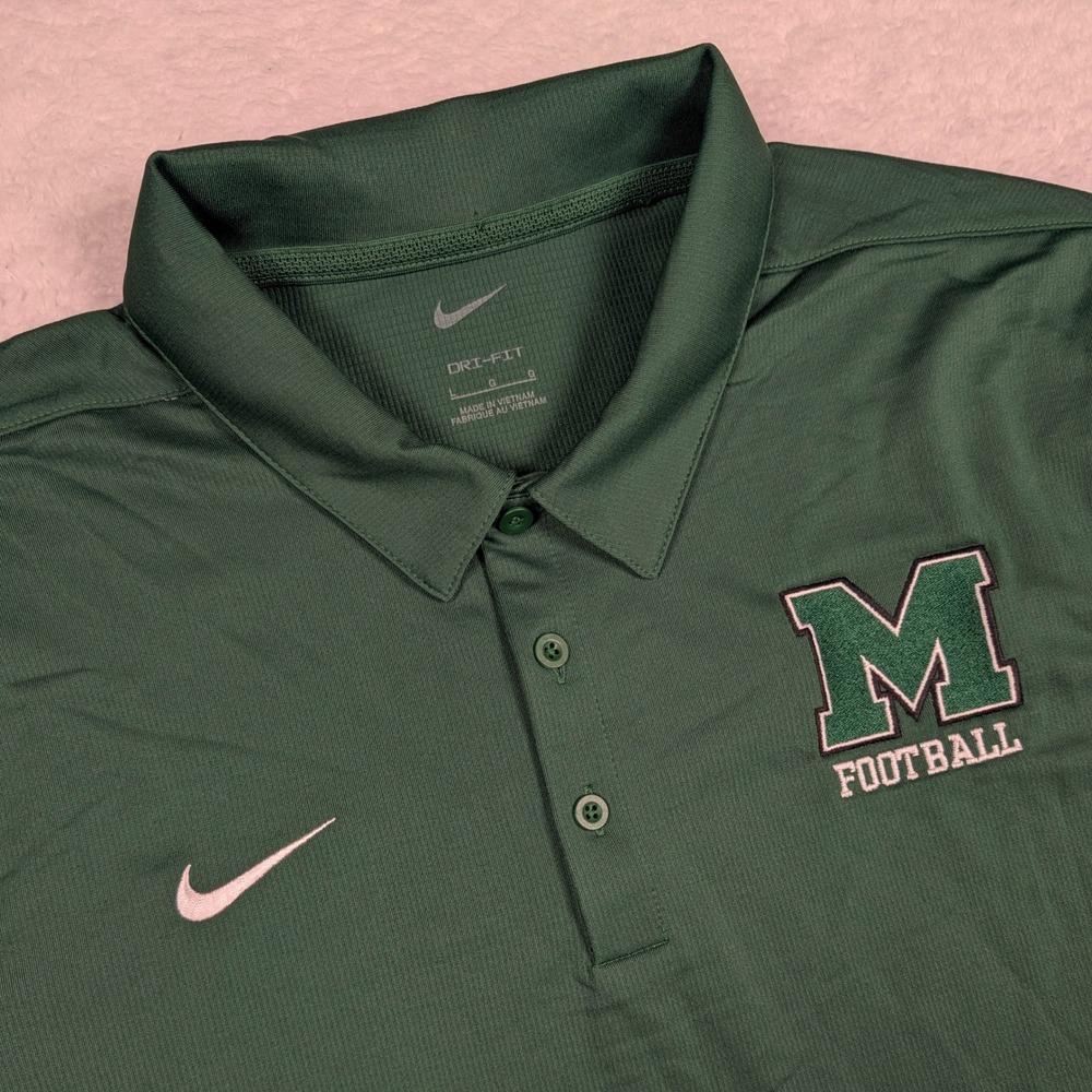 Marshall University Polo Shirt Mens Large Green Football Nike Dri-FIT‎ Coaching